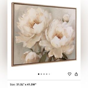 Blossoming Peony Canvas Art in Cream and Tan